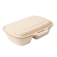 COQUILLES 2 COMPART. 'BIONIC' 900 ML 22,4x14x6 CM NATUREL BAGASSE (400 UNITÉ)