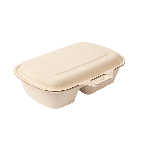 COQUILLES 2 COMPART. 'BIONIC' 900 ML 22,4x14x6 CM NATUREL BAGASSE (400 UNITÉ)