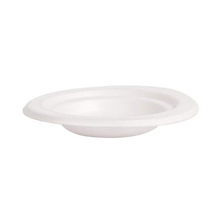 ASSIETTES 'BIONIC'  Ø9,5x1,5 CM BLANC BAGASSE (1000 UNITÉ)