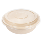 COMBO SALADIERS+COUVERCLES 'BIONIC' 750 ML Ø 17,5x7,8 CM NATUREL BAGASSE (200 UNITÉ)