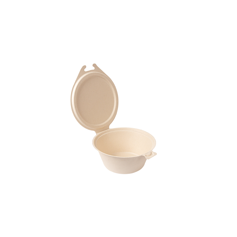 RÉCIPIENTS AVEC CHARNIERE 'BIONIC' 1300 ML 20x13,5x8 CM NATUREL BAGASSE (300 UNITÉ)