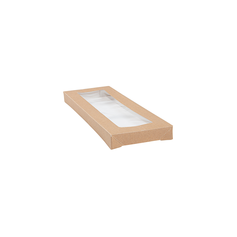 COUVERCLES AVEC FENÊTRE POUR BOÎTES 254.66 'THEPACK' 240 G/M2 11x30x2 CM NATUREL CARTON ONDULÉ NANO-MICRO (200 UNITÉ)