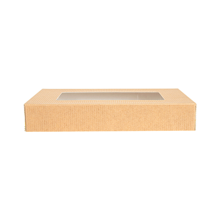 COUVERCLES AVEC FENÊTRE POUR BOÎTES 254.78 'THEPACK' 240 G/M2 11x15x2 CM NATUREL CARTON ONDULÉ NANO-MICRO (200 UNITÉ)