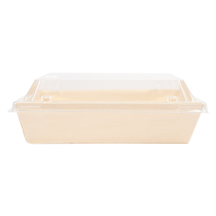 COMBO BARQUETTES + COUVERCLES PET  16x12x3,6 CM NATUREL BOIS (200 UNITÉ)