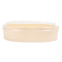 COMBO RÉCIPIENTS + COUVERCLES PET  19,3x14,5x4,5 CM NATUREL BOIS (100 UNITÉ)