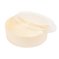 COMBO RÉCIPIENTS + COUVERCLES PET  Ø15,5x4,5 CM NATUREL BOIS (100 UNITÉ)