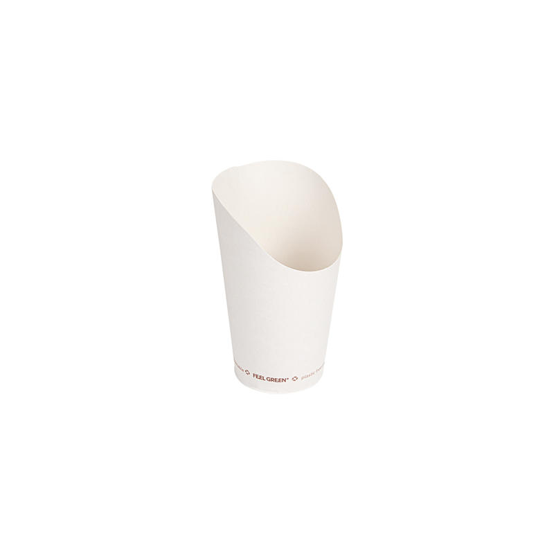 GOBELETS À FRITES OUVERT 'COMPOSTABLE' 16 OZ - 480 ML 242 G/M2 Ø8,5x13,5 CM BLANC CARTON (1000 UNITÉ)