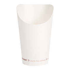 GOBELETS À FRITES OUVERT 'COMPOSTABLE' 16 OZ - 480 ML 242 G/M2 Ø8,5x13,5 CM BLANC CARTON (1000 UNITÉ)
