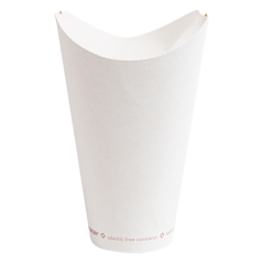 GOBELETS À FRITES AVEC FERMETURE 'COMPOSTABLE' 22 OZ - 660 ML 242 G/M2 8,5x18 CM BLANC CARTON (1000 UNITÉ)