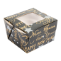 PETITES BOÎTES AVEC FENÊTRE 'HAPPY NEW YEAR' 300 ML 300 G/M2 8x7,5x5,5 CM NOIR CARTON (600 UNITÉ)