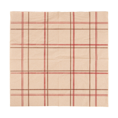 SERVIETTES ECOLABEL 2 PLIS P. 1/4 'TARTAN' 18 G/M2 40x40 CM NATUREL OUATE RECYCLÉE (1600 UNITÉ)