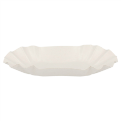 PLATEAUX OVALES  320 G/M2 14x8x3 CM BLANC CARTON (2000 UNITÉ)