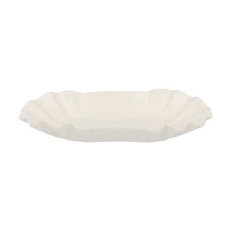 PLATEAUX OVALES  300 G/M2 16x9x3 CM BLANC CARTON (2000 UNITÉ)