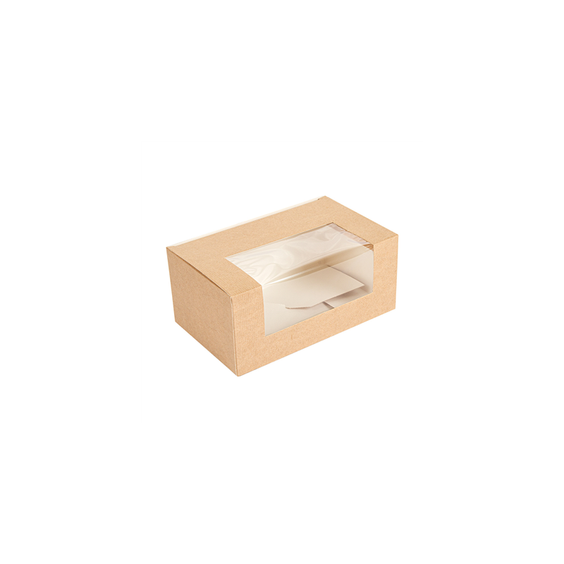 BOÎTES PÂTISSERIES AVEC FENÊTRE 'THEPACK' 240 G/M2 + OPP 18x11x8 CM NATUREL CARTON ONDULÉ NANO-MICRO (400 UNITÉ)