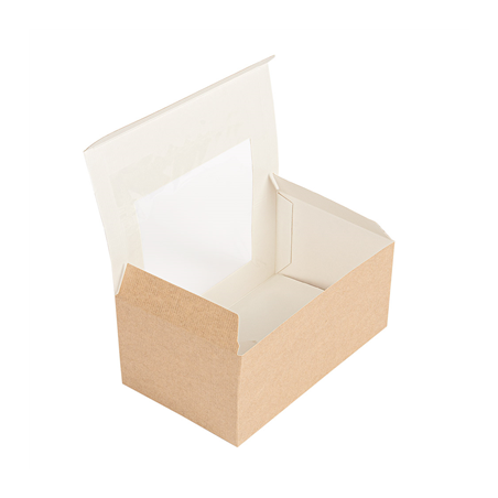 BOÎTES PÂTISSERIES AVEC FENÊTRE 'THEPACK' 240 G/M2 + OPP 18x11x8 CM NATUREL CARTON ONDULÉ NANO-MICRO (400 UNITÉ)