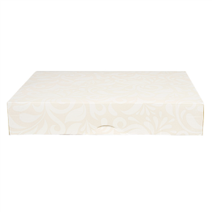 BOÎTES CATERING, PLATE 'THEPACK DAMASCO' 250 G/M2 25x34x6 CM BLANC CARTON ONDULÉ NANO-MICRO (100 UNITÉ)