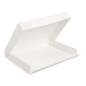 BOÎTES CATERING, PLATE 'THEPACK DAMASCO' 310 G/M2 32x42x6 CM BLANC CARTON ONDULÉ NANO-MICRO (100 UNITÉ)