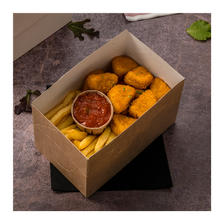 BOÎTES REPAS À EMPORTER 'THEPACK' 2 L 240 G/M2 13x23x8 CM NATUREL CARTON ONDULÉ NANO-MICRO (300 UNITÉ)