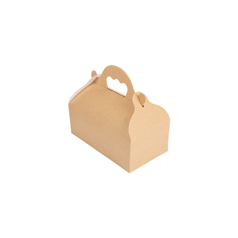 BOÎTES AVEC ANSES PÂTISSERIE 'THEPACK' 240 G/M2 10x18x7 CM NATUREL CARTON ONDULÉ NANO-MICRO (300 UNITÉ)