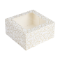BOÎTES PATISSERIES AVEC FENÊTRE 'THEPACK DECO' 250 G/M2 + OPP 16x16x8 CM BLANC CARTON ONDULÉ NANO-MICRO (50 UNITÉ)
