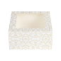 BOÎTES PATISSERIES AVEC FENÊTRE 'THEPACK DECO' 250 G/M2 + OPP 16x16x8 CM BLANC CARTON ONDULÉ NANO-MICRO (50 UNITÉ)