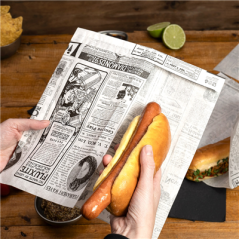 PAPIER INGRAISSABLES OUVERT 2 CÔTÉS ALLWRAP 'TIMES' 32 G/M2 26x25/15 CM BLANC PARCH.INGRAISSABLE (500 UNITÉ)