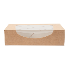 RÉCIPIENTS SUSHI+FÊNETRE ECO 'THEPACK' 220 G/M2 17,5x12x4,5 CM NATUREL CARTON ONDULÉ NANO-MICRO (400 UNITÉ)