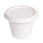 MINI POTS + COUVERCLES 'BIONIC' 90 ML Ø 6,2x5,2+0,7 CM BLANC BAGASSE (1000 UNITÉ)