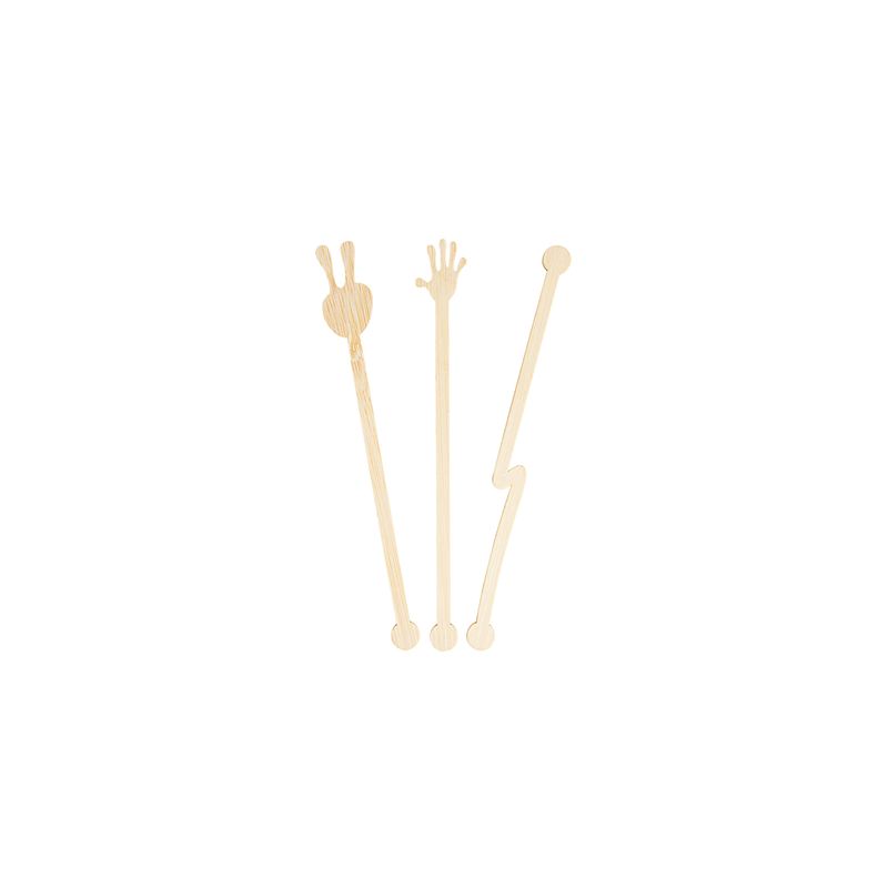 AGITATEURS ASSORTIES  14 CM NATUREL BAMBOU (100 UNITÉ)
