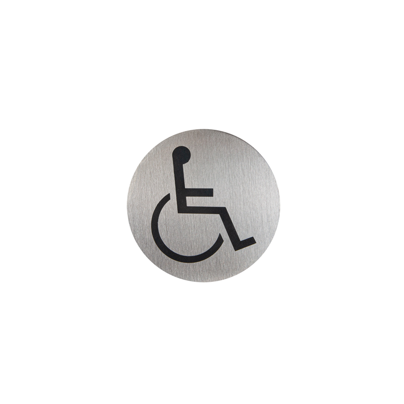 PLAQUE AUTOADHESIVE "ACCESSIBLE"  Ø 7,5 CM ARGENTE INOX (1 UNITÉ)