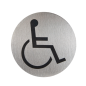 PLAQUE AUTOADHESIVE "ACCESSIBLE"  Ø 7,5 CM ARGENTE INOX (1 UNITÉ)