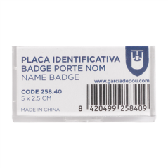 BADGE PORTE NOM  5x2,5 CM TRANSPARENT ACRYLIQUE (1 UNITÉ)