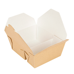 BOÎTES AMÉRICAINES 2 COMPART. 'THEPACK' 900+450ML 220 + 12PP G/M2 15,2x12,1x6,5CM NATUREL CARTON ONDULÉ NANO-MICRO (300 UNITÉ)