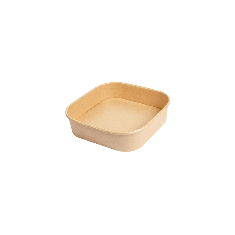 RÉCIPIENTS CARRÉS 750 ML 320 + 26 PE G/M2 16,7x16,7x4,3 CM NATUREL KRAFT (300 UNITÉ)