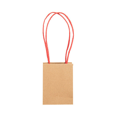 SACS SOS AVEC ANSES EN PAPIER ROUGE  110 G/M2 9+6x12 CM NATUREL KRAFT (100 UNITÉ)