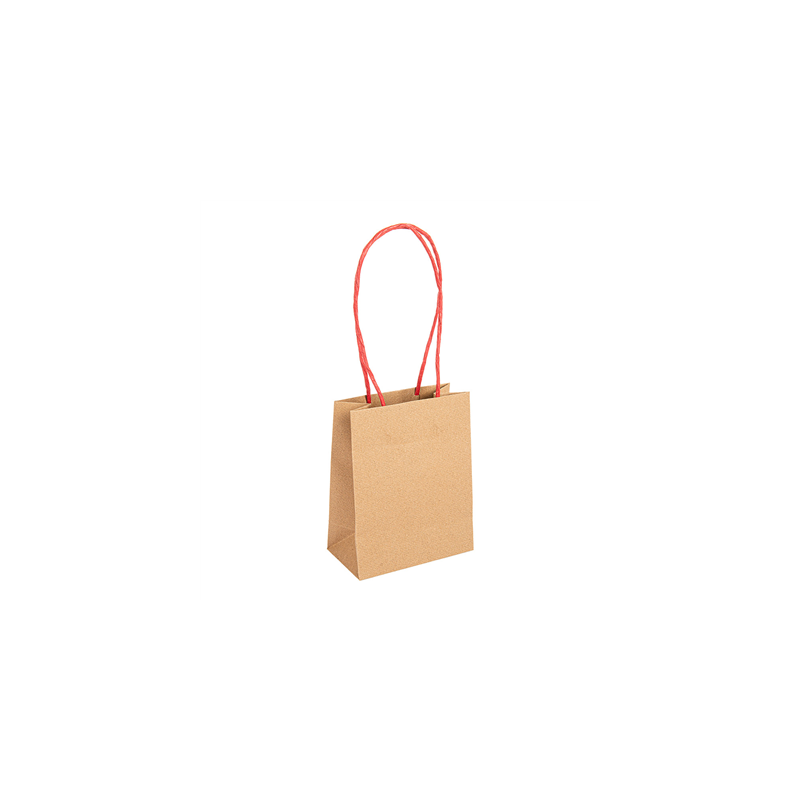 SACS SOS AVEC ANSES EN PAPIER ROUGE  110 G/M2 12+6,5x15 CM NATUREL KRAFT (100 UNITÉ)
