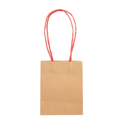 SACS SOS AVEC ANSES EN PAPIER ROUGE  110 G/M2 12+6,5x15 CM NATUREL KRAFT (100 UNITÉ)