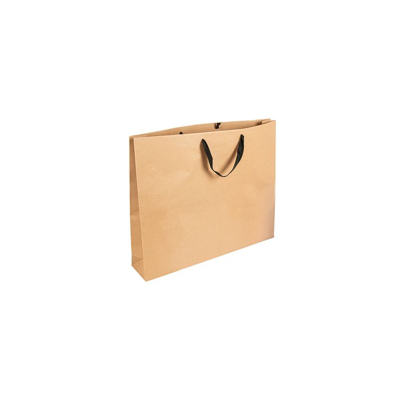 SACS SOS AVEC ANSES EN COTON NOIR  110 G/M2 52+10x42 CM NATUREL KRAFT (50 UNITÉ)