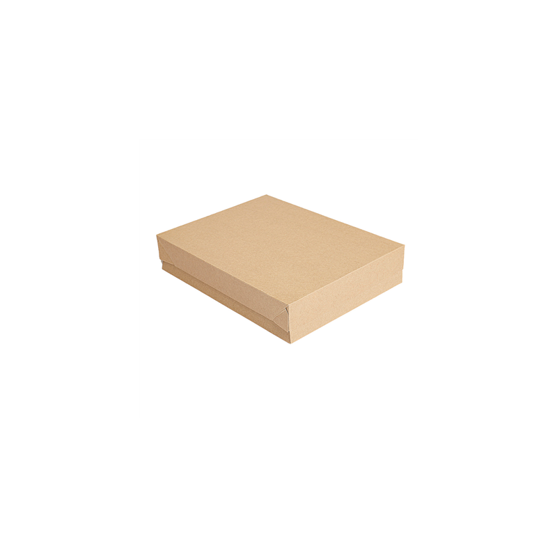 PLATEAUX + COUVERCLE 'THEPACK' 240 G/M2 19,5x11x4,5 CM NATUREL CARTON ONDULÉ NANO-MICRO (200 UNITÉ)