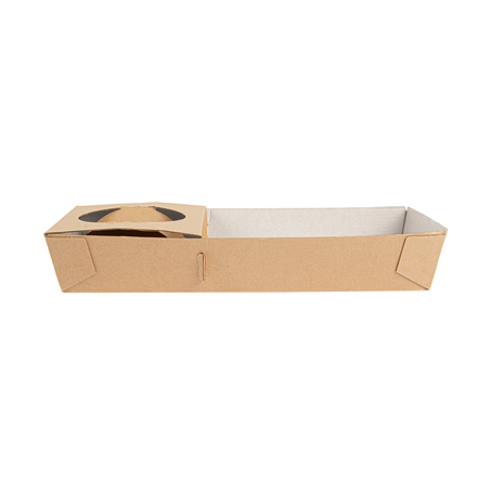 PLATEAUX REPAS À EMPORTER 1 VERRE+1 COMPART. 'THEPACK' 280 G/M2 25x12x4 CM NATUREL CARTON ONDULÉ NANO-MICRO (400 UNITÉ)