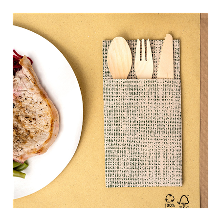 SERVIETTES KANGOUROU ECOLABEL 'DOUBLE POINT - DAKAR' 19 G/M2 39x40 CM NATUREL OUATE RECYCLÉE (1400 UNITÉ)