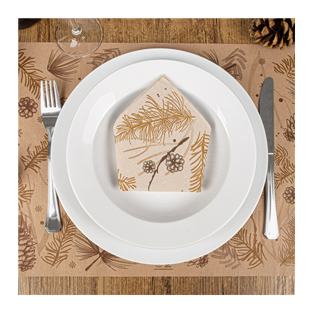 SETS DE TABLE ECOLOGIQUE 'WINTER' 48 G/M2 31x43 CM NATUREL PAPIER RECYCLÉ (2000 UNITÉ)