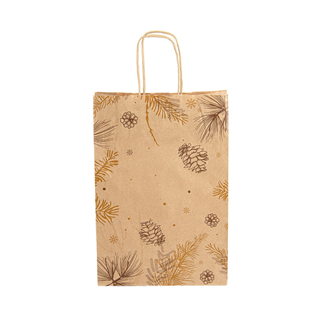 SACS SOS AVEC ANSES 'WINTER' 80 G/M2 20+10x29 CM NATUREL KRAFT (250 UNITÉ)