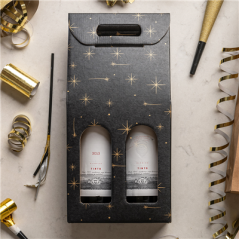 CARTONS 2 BOUTEILLES 'CONSTELLATION'  18x9x38,5 CM NOIR CARTON (30 UNITÉ)