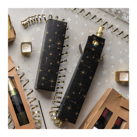 COFFRETS 1 BOUTEILLE 'CONSTELLATION'  34x9x9 CM NOIR CARTON (50 UNITÉ)