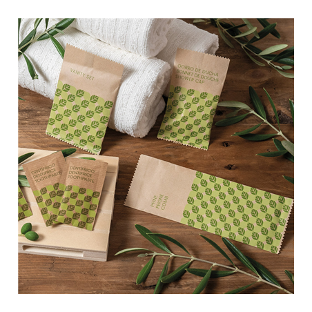 BONNETS DOUCHE EN SACHETS KRAFT 'NATURAL'  6X10,5 CM BLANC PE (250 UNITÉ)