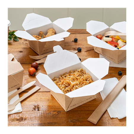 BOÎTES AMÉRICAINES MICRO-ONDABLES 'THEPACK' 1350 ML 220 G/M2 15,2x12,1x6,5 CM NATUREL CARTON ONDULÉ NANO-MICRO (300 UNITÉ)