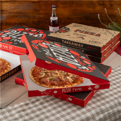 BOÎTES PIZZA 'PIZZA TIME' 'THEPACK' 330 G/M2 29x29x3,8 CM BLANC CARTON ONDULÉ MICROCANAL (100 UNITÉ)