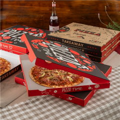 BOÎTES PIZZA 'PIZZA TIME' 'THEPACK' 330 G/M2 32x32x3,8 CM BLANC CARTON ONDULÉ MICROCANAL (100 UNITÉ)