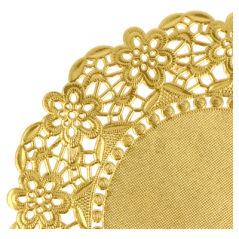 DENTELLES RONDES MÉTALISÉES  40 G/M2 + 20 G/M2 Ø 16,5 CM DORE LITOS MET. (100 UNITÉ)